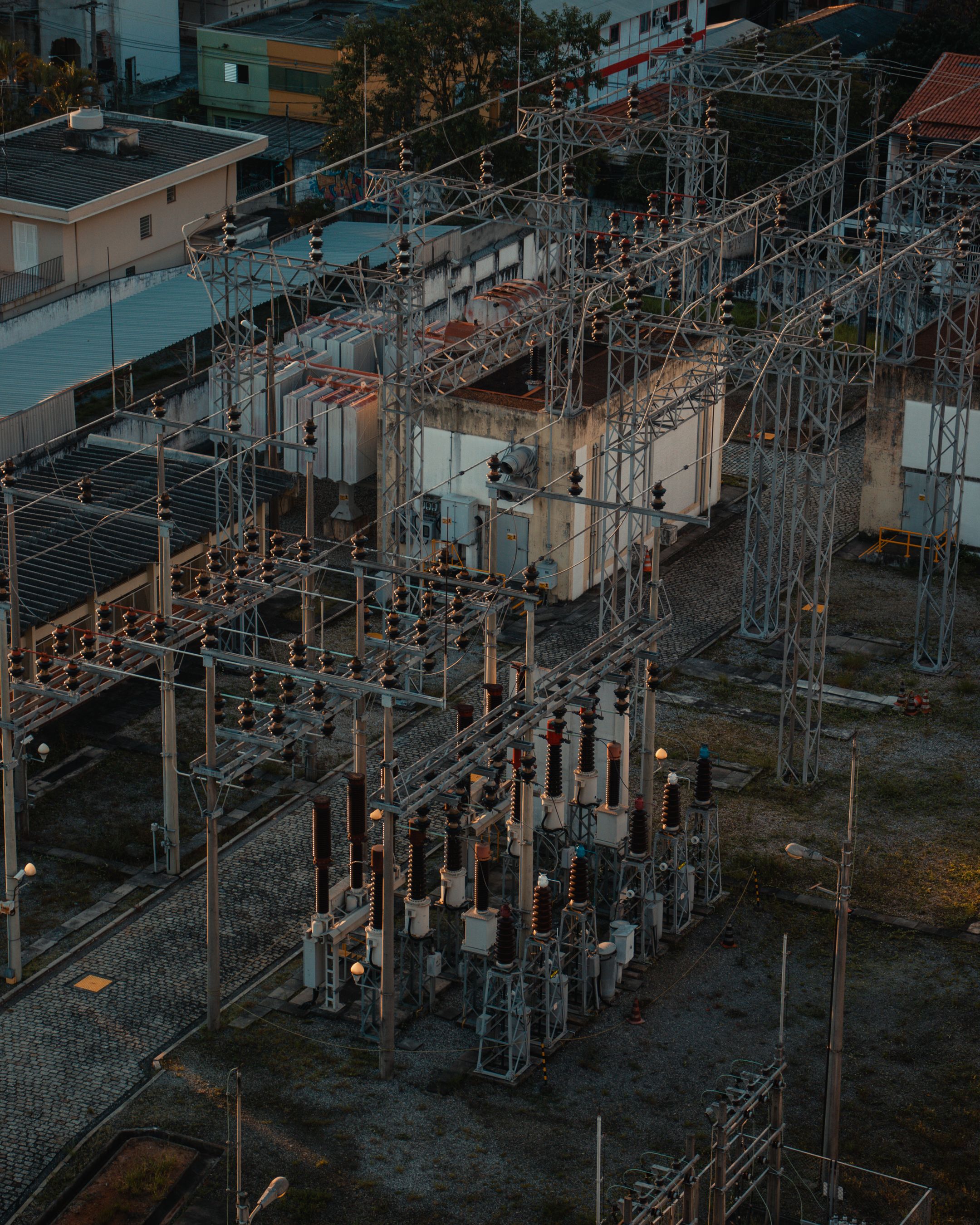 High-voltage substation switchyard